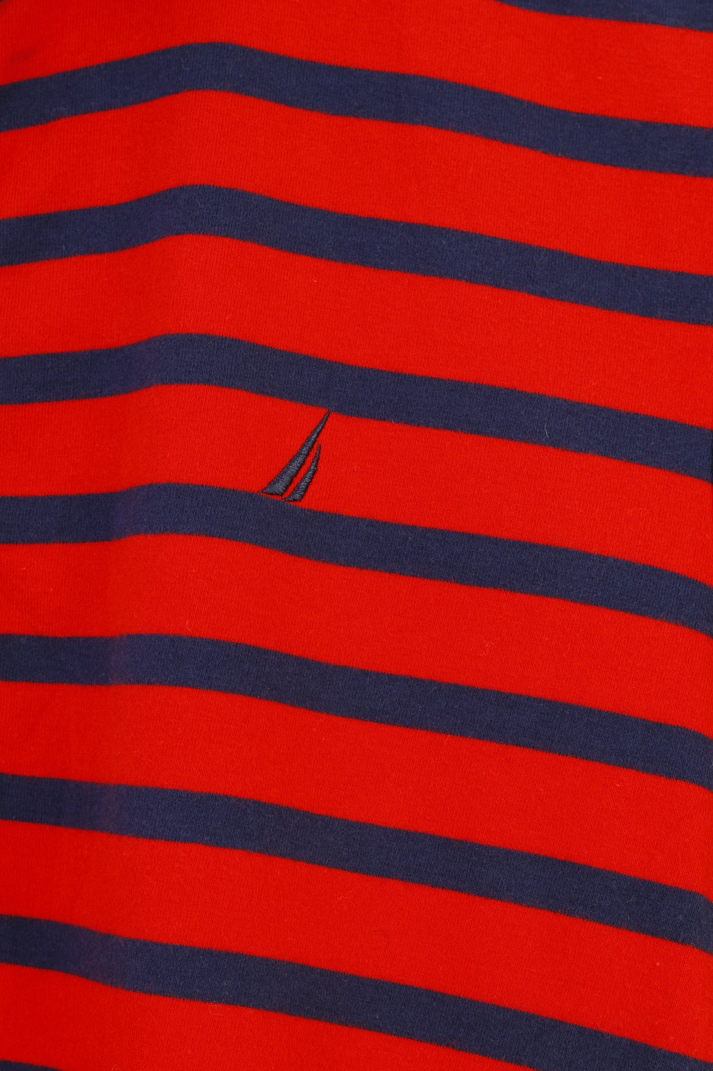 Polo Nautica da donna M Polo vintage a righe rosse in cotone marino a maniche lunghe con colletto elasticizzato 