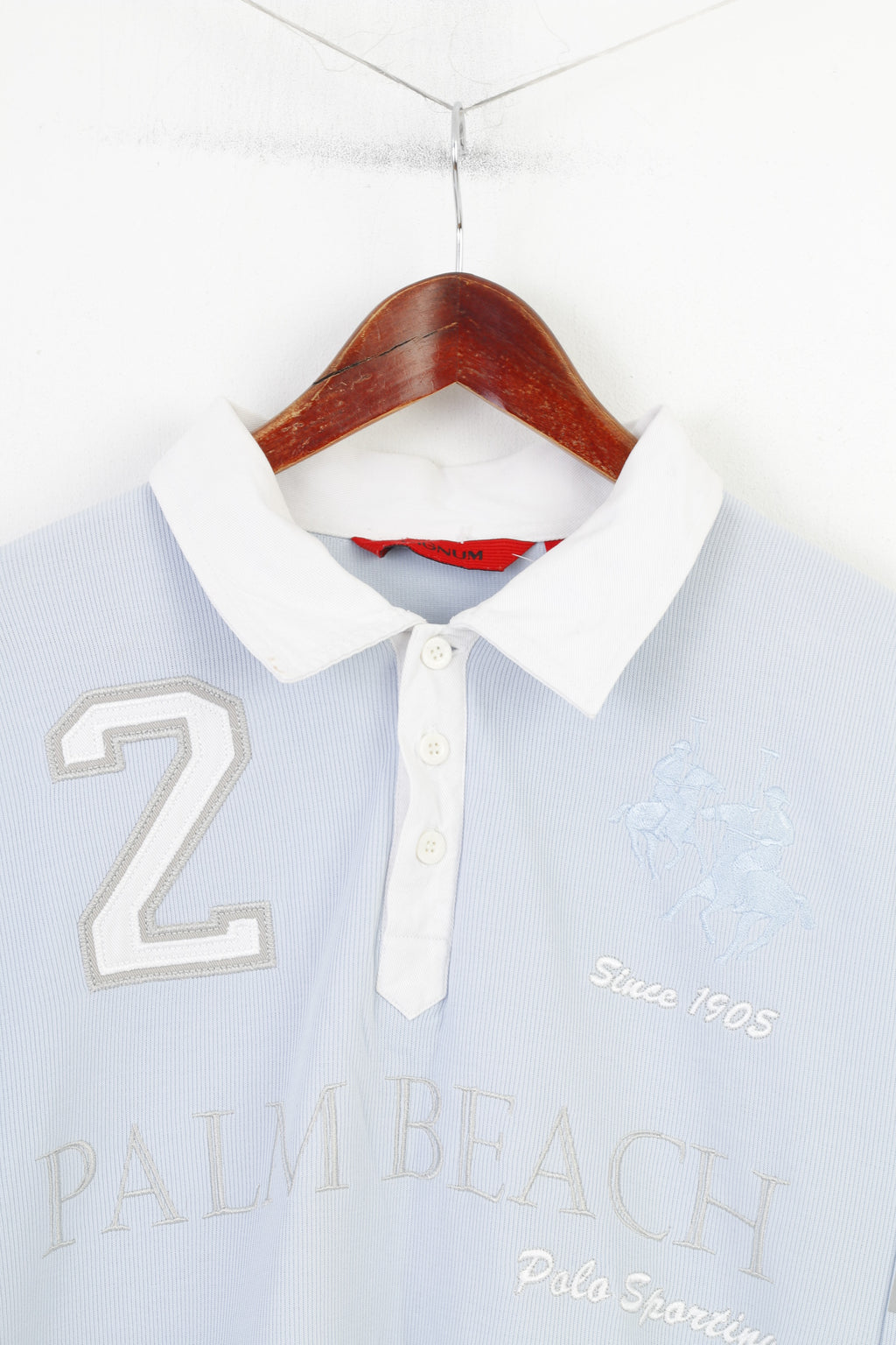 Signum Men L Polo Shirt Blue Cotton Long Sleeve Polo Sporting Palm Beach Collar Bottoms  Top