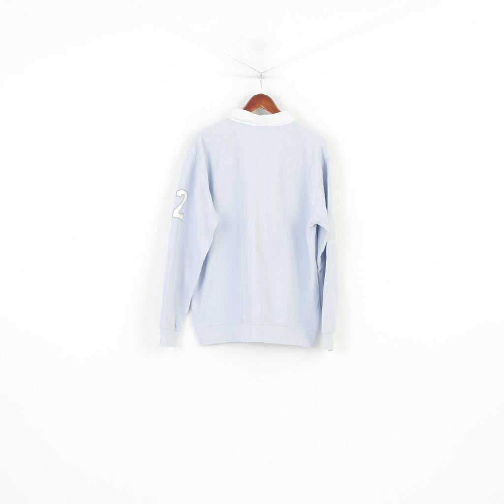 Signum Men L Polo Shirt Blue Cotton Long Sleeve Polo Sporting Palm Beach Collar Bottoms  Top