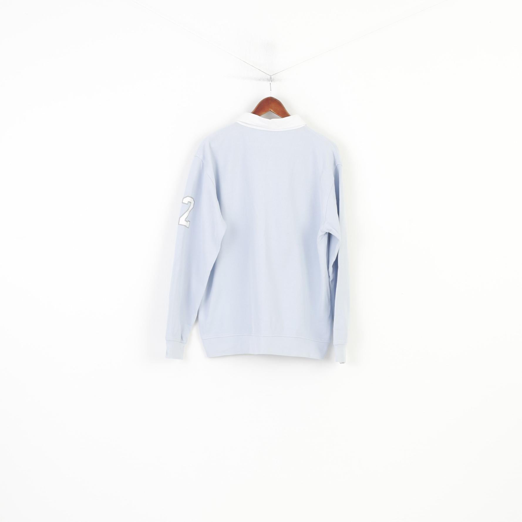 Signum Men L Polo Shirt Blue Cotton Long Sleeve Polo Sporting Palm Beach Collar Bottoms  Top