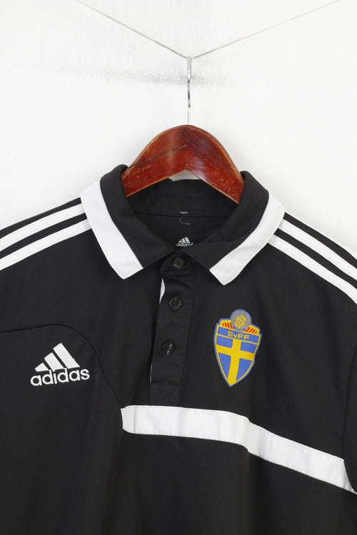 Adidas Men M Polo Shirt Football Club Climalite Black Collar Bottoms 3 Stripes Vintage Training Sportswear Top