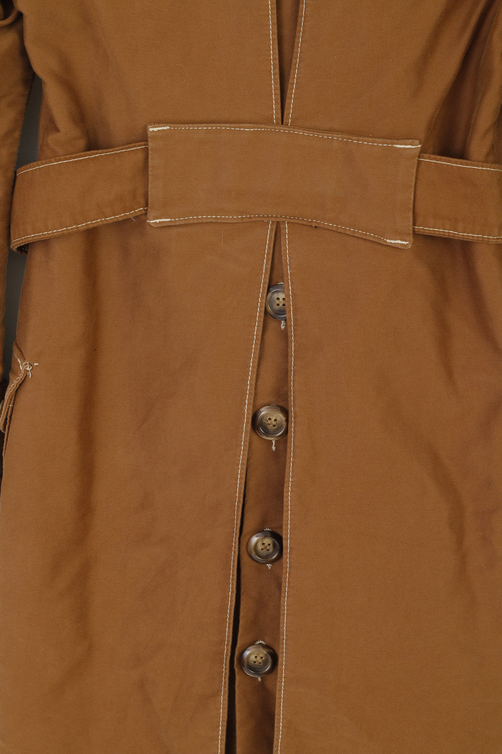 Nolita North Little Italy Women 42 S Coat Brown Cotton Trench Belted Multi Pocket Top