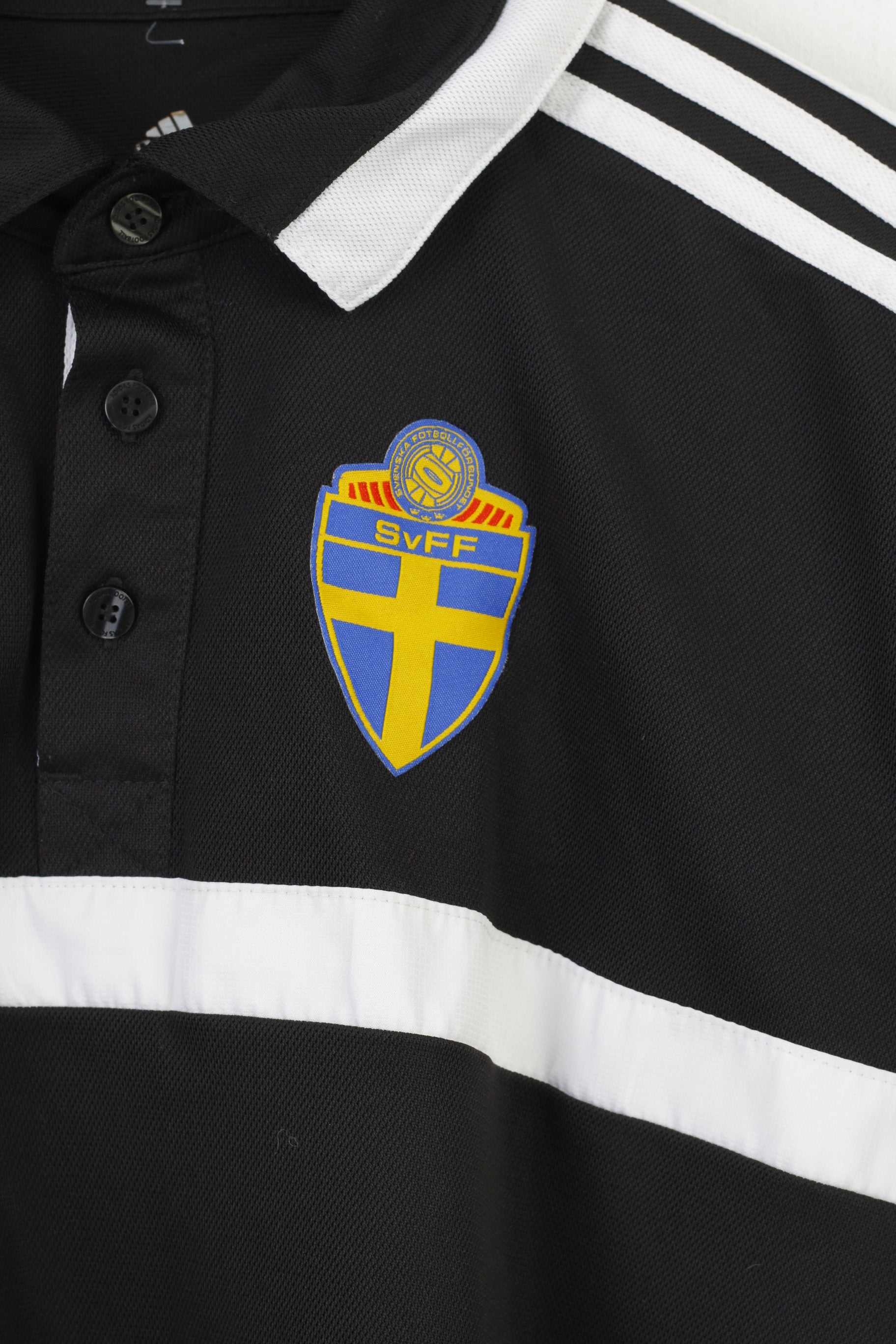 Adidas Men M Polo Shirt Football Club Climalite Black Collar Bottoms 3 Stripes Vintage Training Sportswear Top