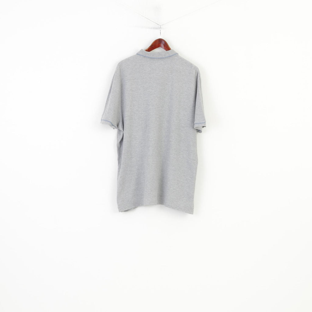 Original Penguin Men XXL Polo Shirt Grey Cotton Heritage Slim Fit Collar Bottoms Vintage  Top