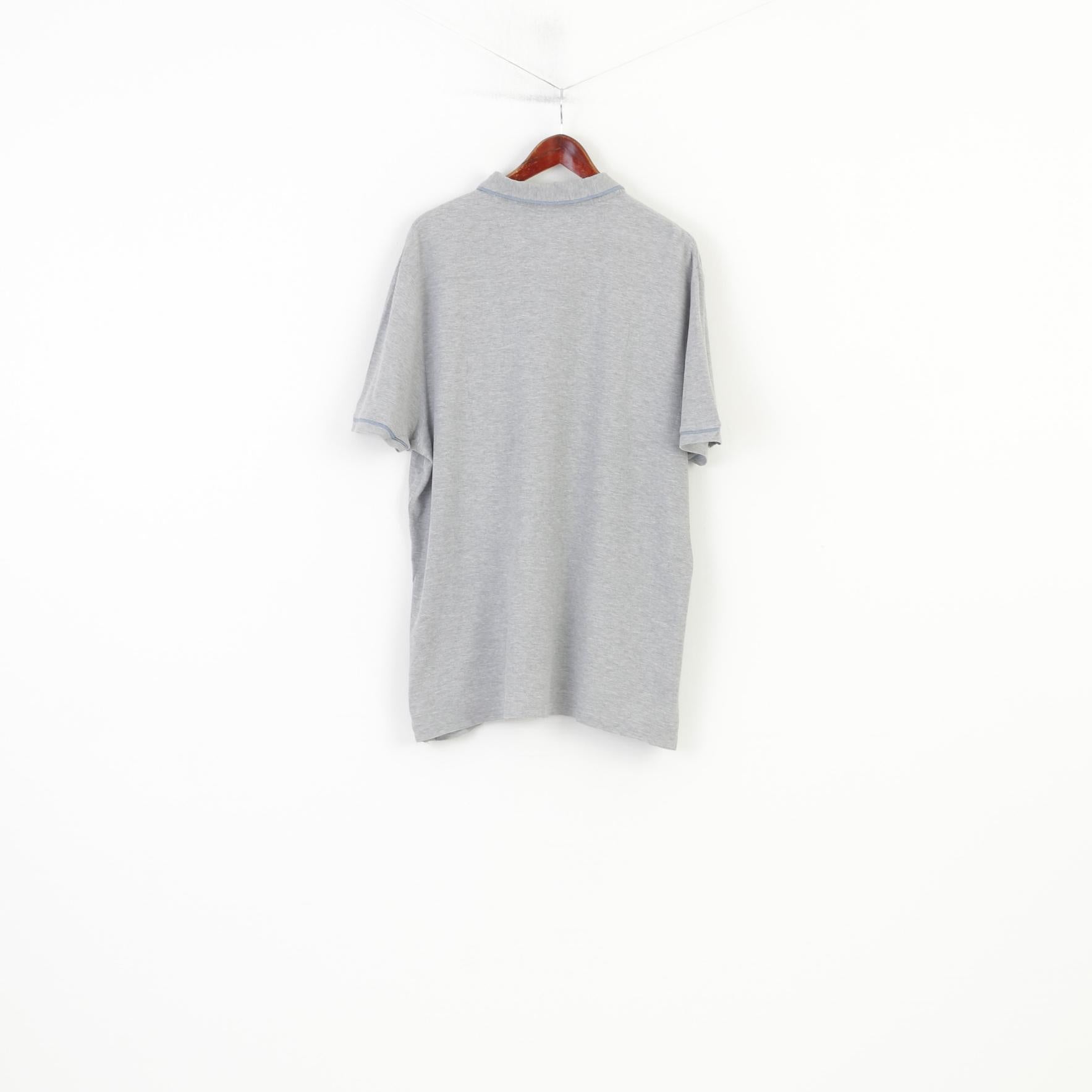 Original Penguin Men XXL Polo Shirt Grey Cotton Heritage Slim Fit Collar Bottoms Vintage  Top