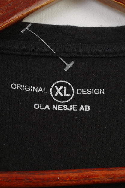 T-shirt XL da uomo dal design originale con grafica High Chaparral in cotone Ola Nesje Ab Sweden girocollo nero 
