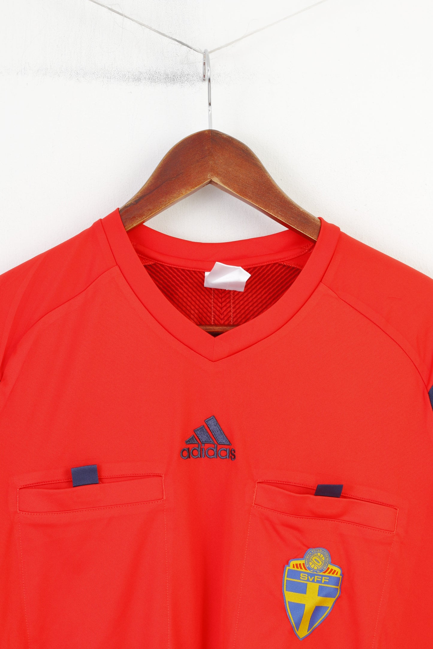 Maglia Adidas da uomo M rossa Football Club Svenska Fotbollförbundet girocollo allenamento sportivo top