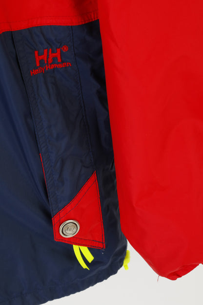 Helly Hansen Men M Jacket Red Nylon Waterproof Vintage Hidden Hood Sailing Top