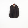 Studio Jeff Banks Men 52 42  Blazer Brown Striped Viscose Single Breasted Shoulder Pads Jacket