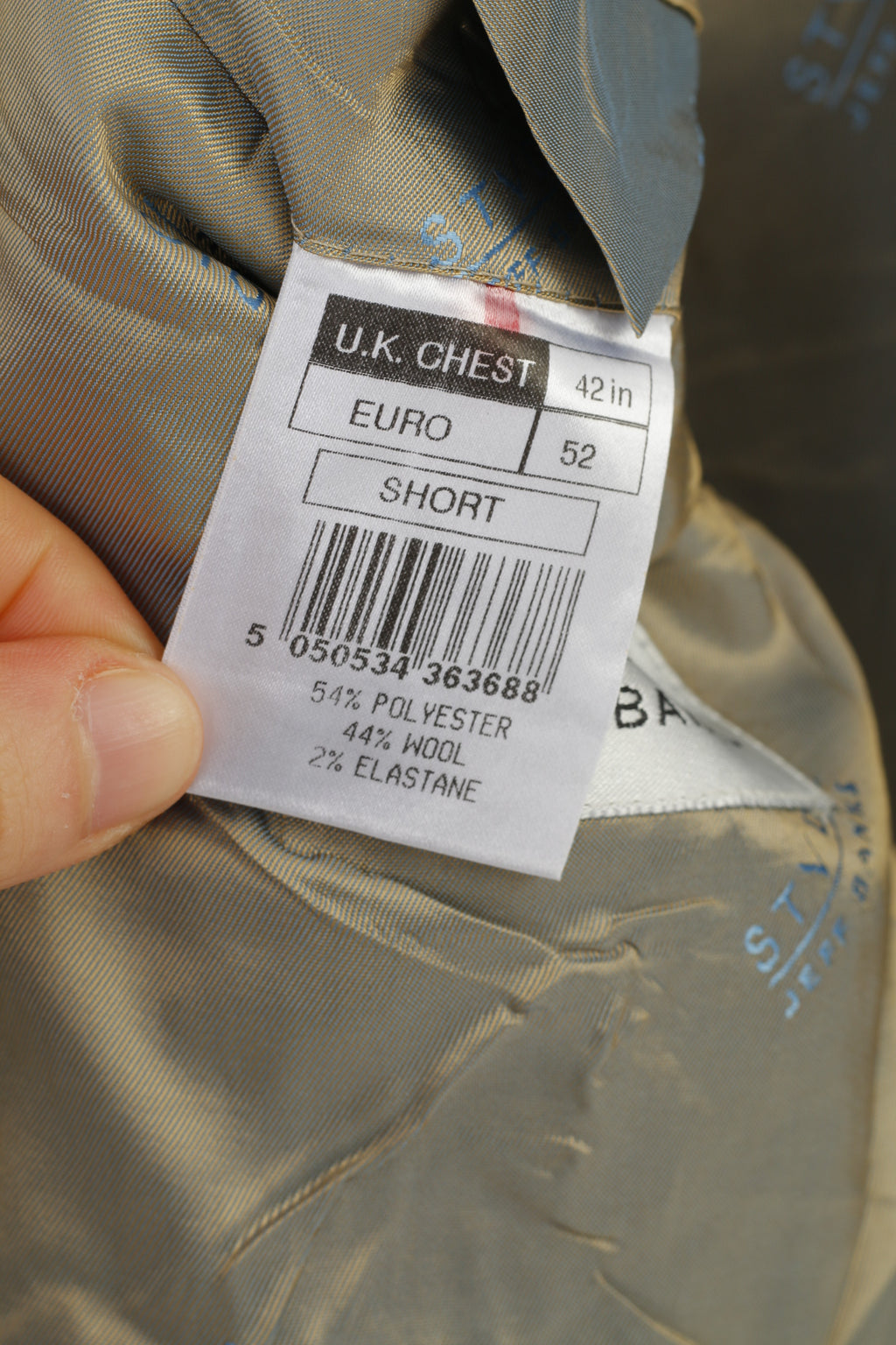 Studio Jeff Banks Men 52 42  Blazer Brown Striped Viscose Single Breasted Shoulder Pads Jacket