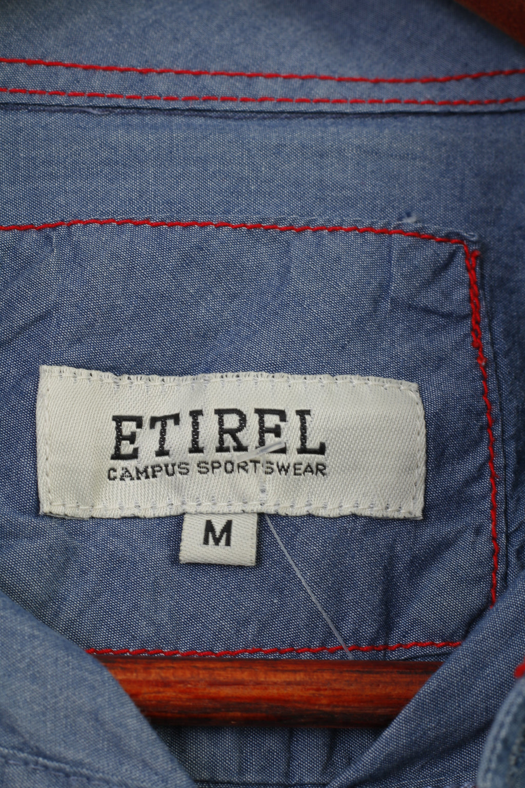 Etirel Campus Sportswear Men M Casual Shirt Blue  Cotton Short Sleeve Pockets Classic Vintage Top