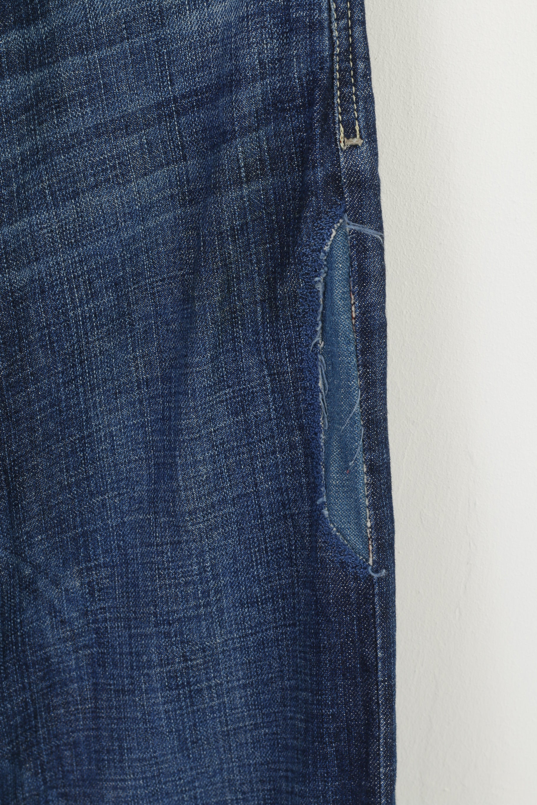 Diesel Industry Pantalon en jean 32 pour homme en denim de coton bleu marine fabriqué en Italie Pantalon droit