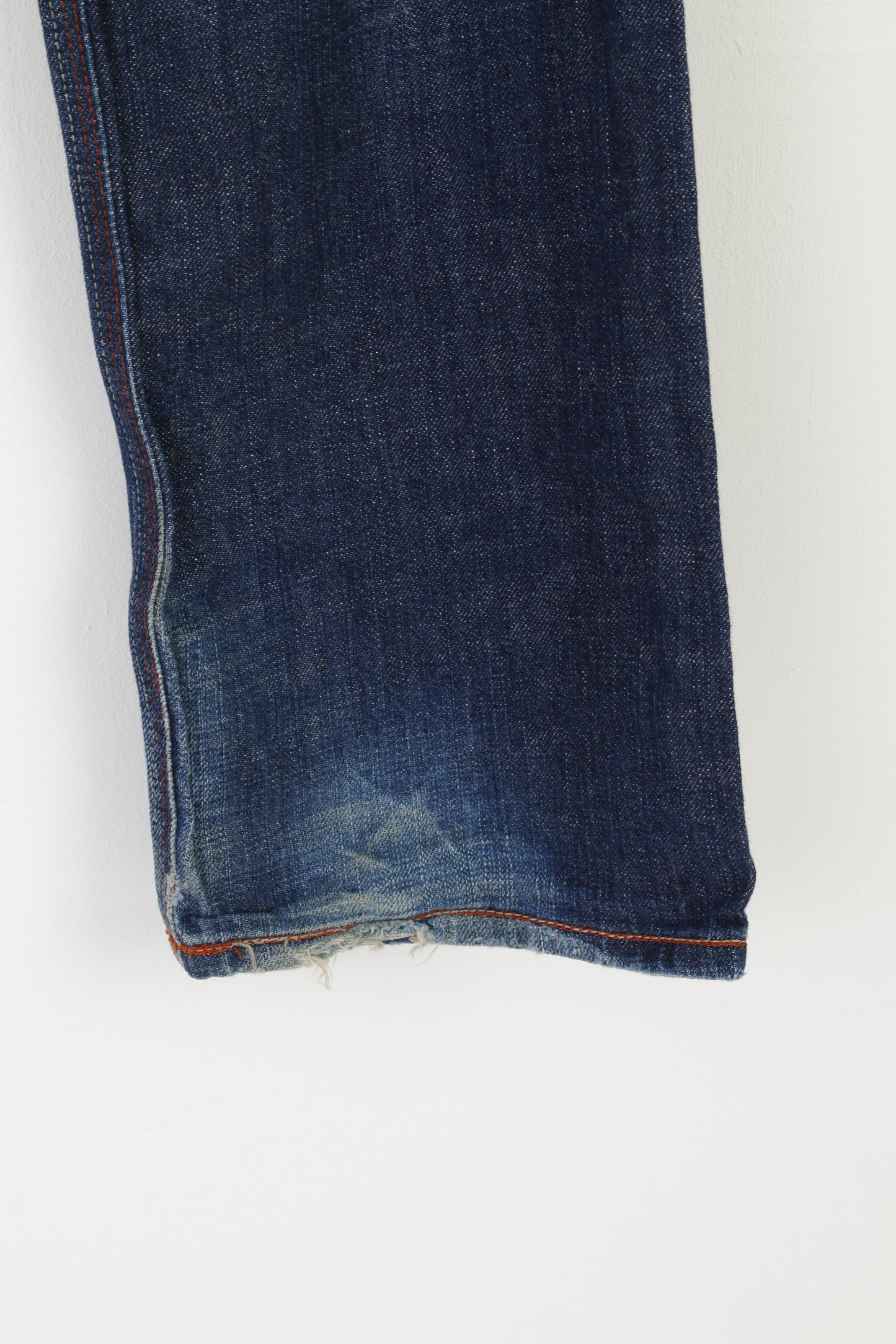 Diesel Industry Uomo 32 Pantaloni Jeans Pantaloni dritti Made in Italy in denim di cotone blu scuro