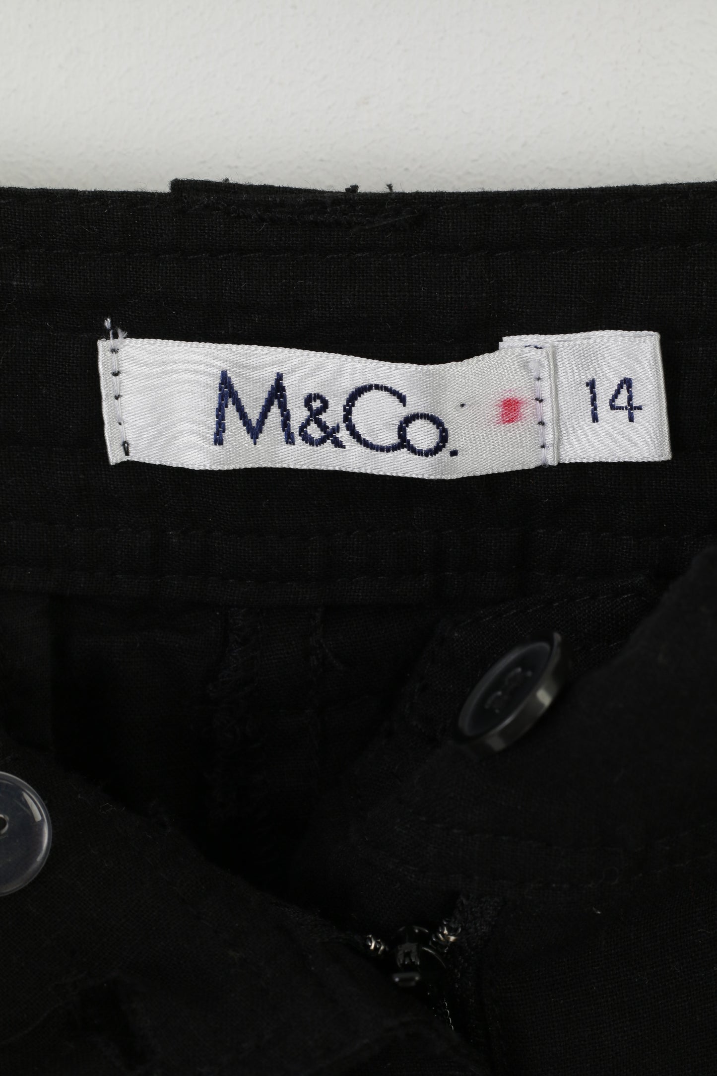 M&amp;Co Femme 14 Pantalon Noir Lin Viscose Mélangé Été Jambe Large Coulottes