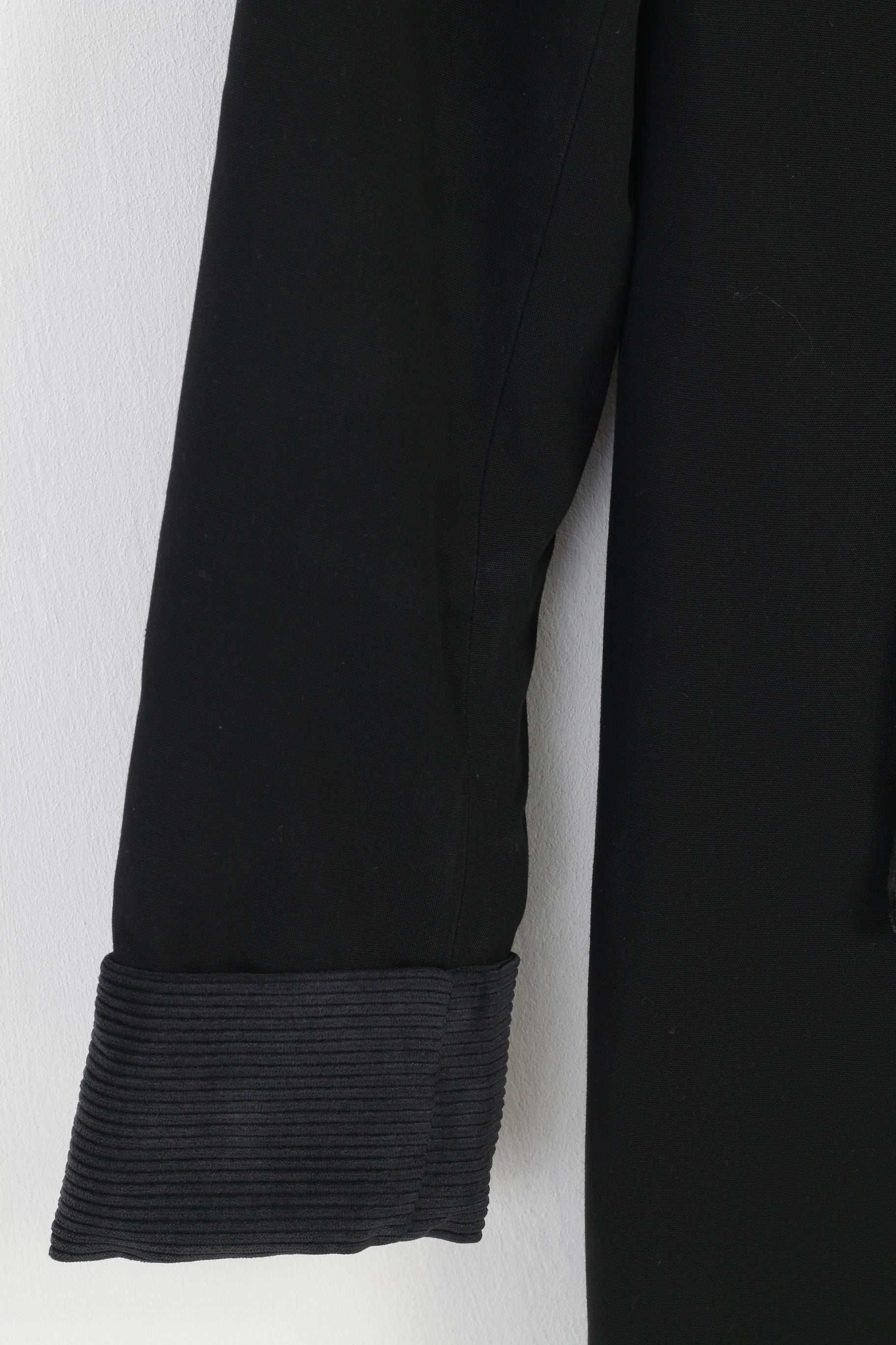 Fenno-Sport Women 38 M Coat Padded Black Double Breasted Trench Vintage Collar Pockets Jacket Top