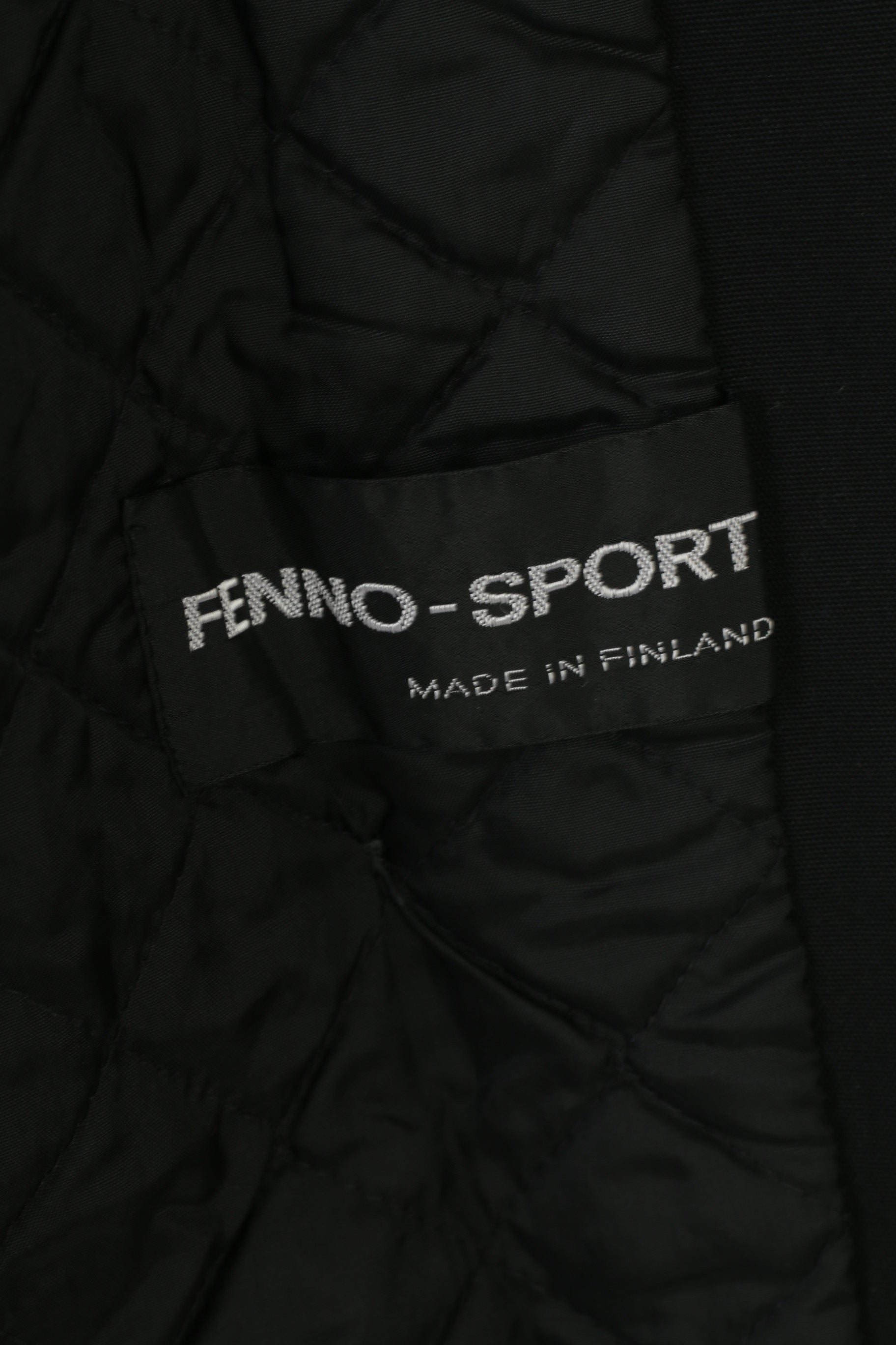 Fenno-Sport Women 38 M Coat Padded Black Double Breasted Trench Vintage Collar Pockets Jacket Top