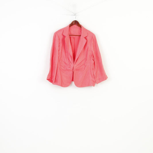 Vintage Women XL Blazer Shiny Pink Shoulder Pads Jacket 7/8 Sleeve Wedding Party Vintage  Top