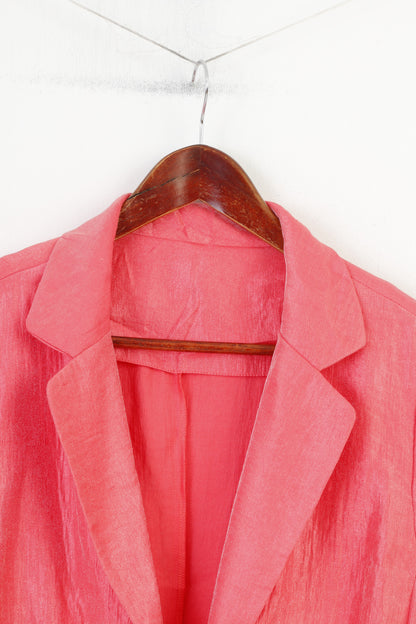 Vintage Women XL Blazer Shiny Pink Shoulder Pads Jacket 7/8 Sleeve Wedding Party Vintage  Top