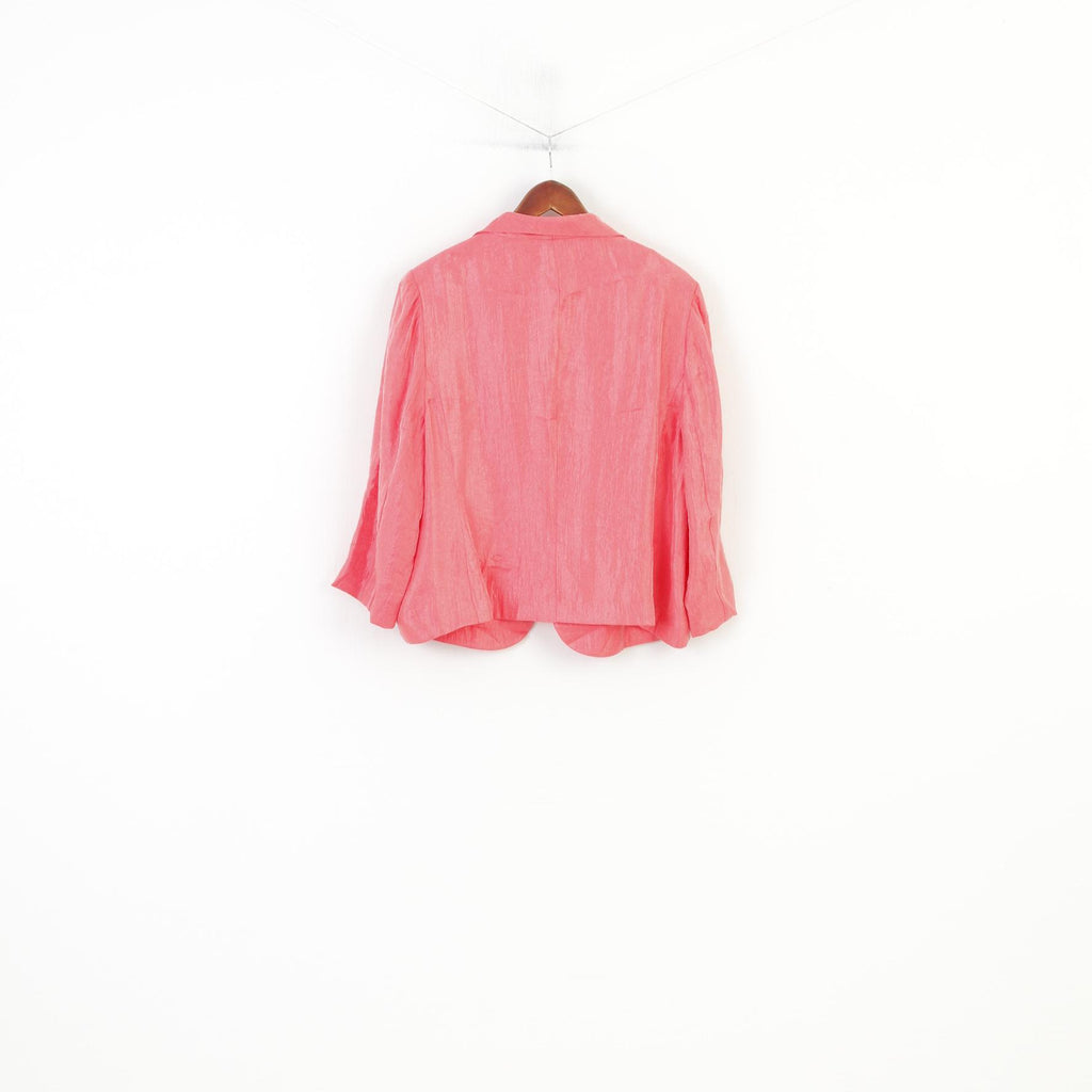 Vintage Women XL Blazer Shiny Pink Shoulder Pads Jacket 7/8 Sleeve Wedding Party Vintage  Top