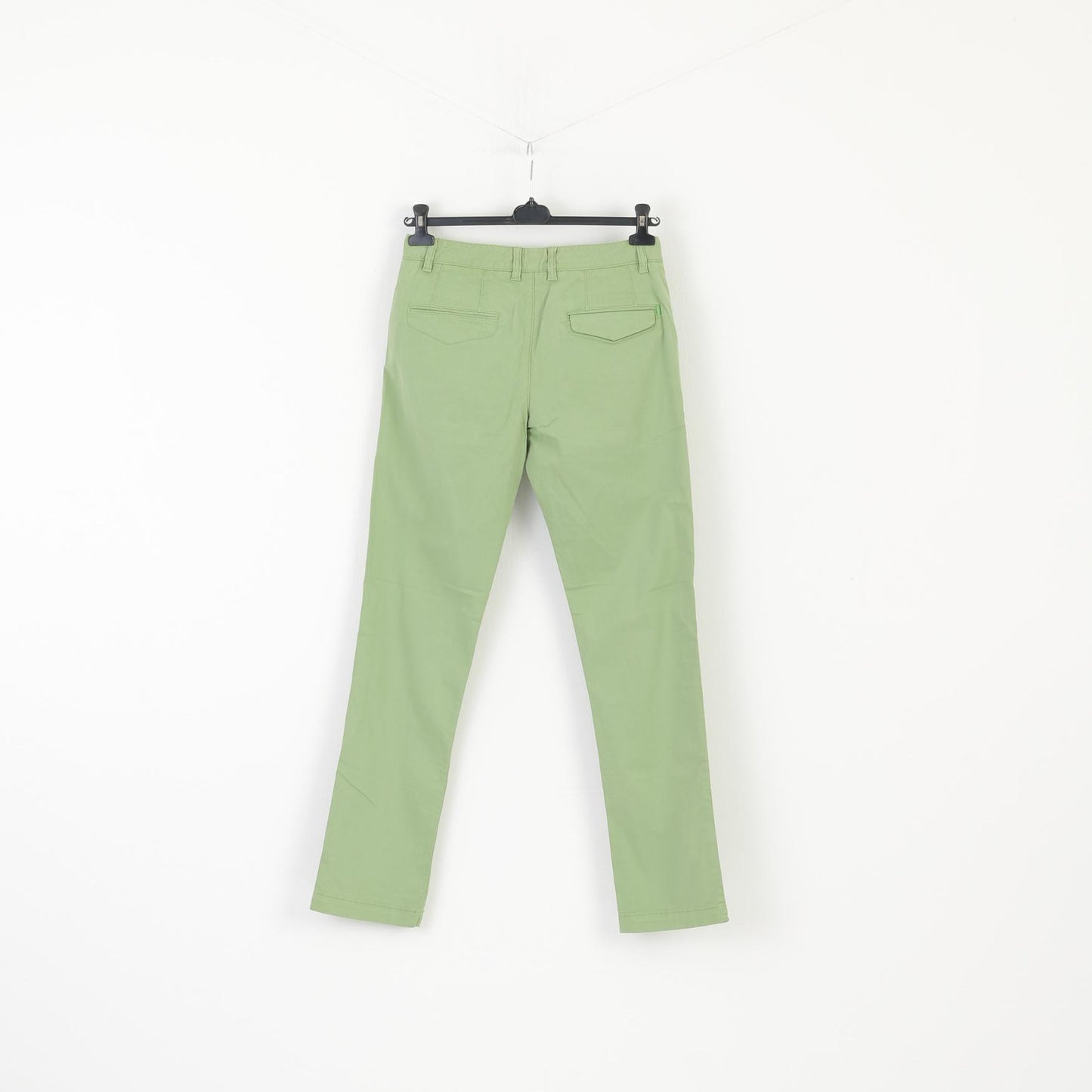 Hugo Boss Men 30 46 Trousers Green Cotton Lakany-D Slim Fit Casual Pants
