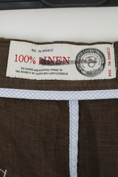 Successivo Pantaloni da uomo 38 Pantaloni casual estivi con tasche in lino 100% marrone