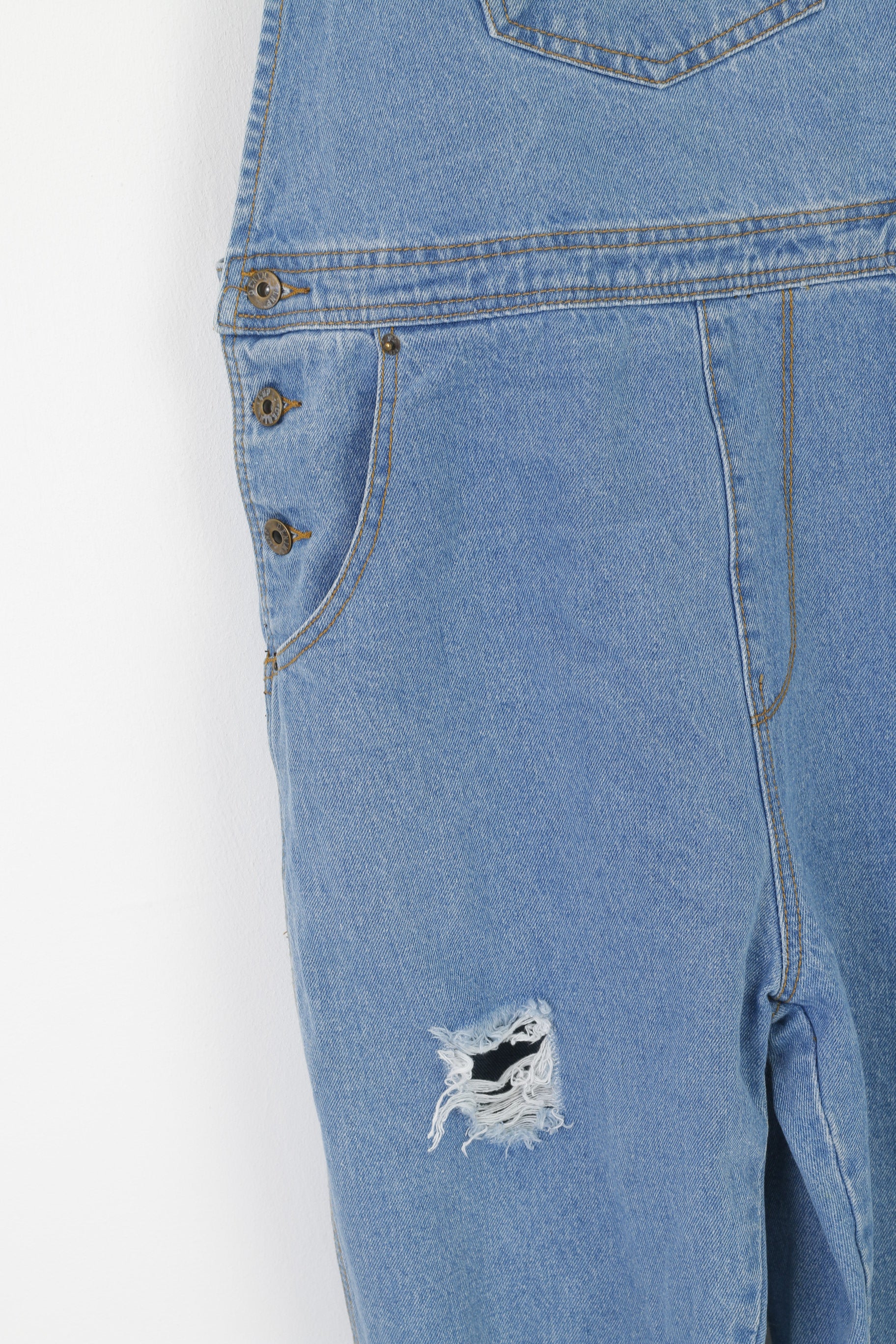 Liquor N Poker Salopette en denim vieilli bleu pour homme 34 unisexe