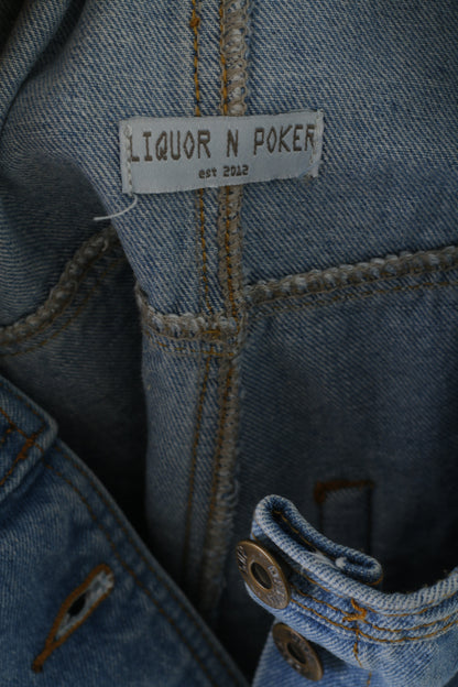 Liquor N Poker Salopette en denim vieilli bleu pour homme 34 unisexe