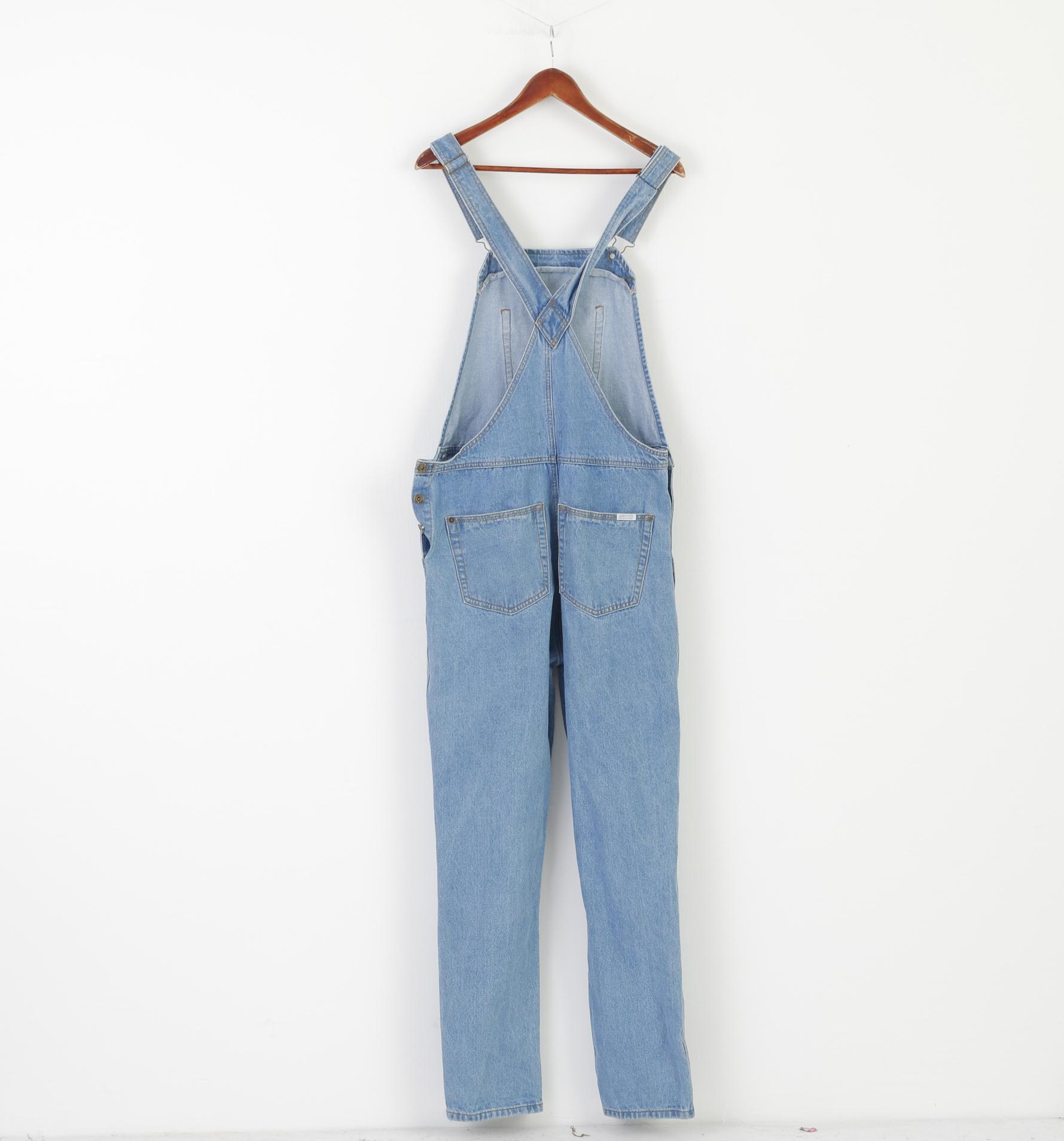 Liquor N Poker Salopette en denim vieilli bleu pour homme 34 unisexe