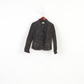 Yoors Women M Leather Jacket Gold Buttons Brown Suede Vintage Top