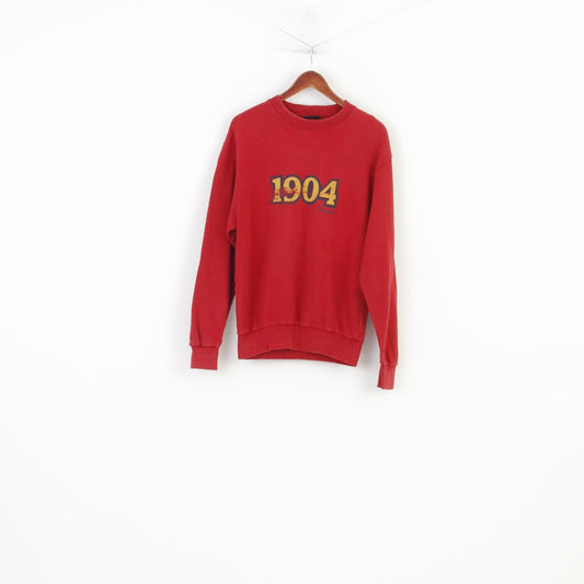 Wrangler Men M Sweatshirt Red Cotton Crew Neck  Sportswear 1904 Vintage Top