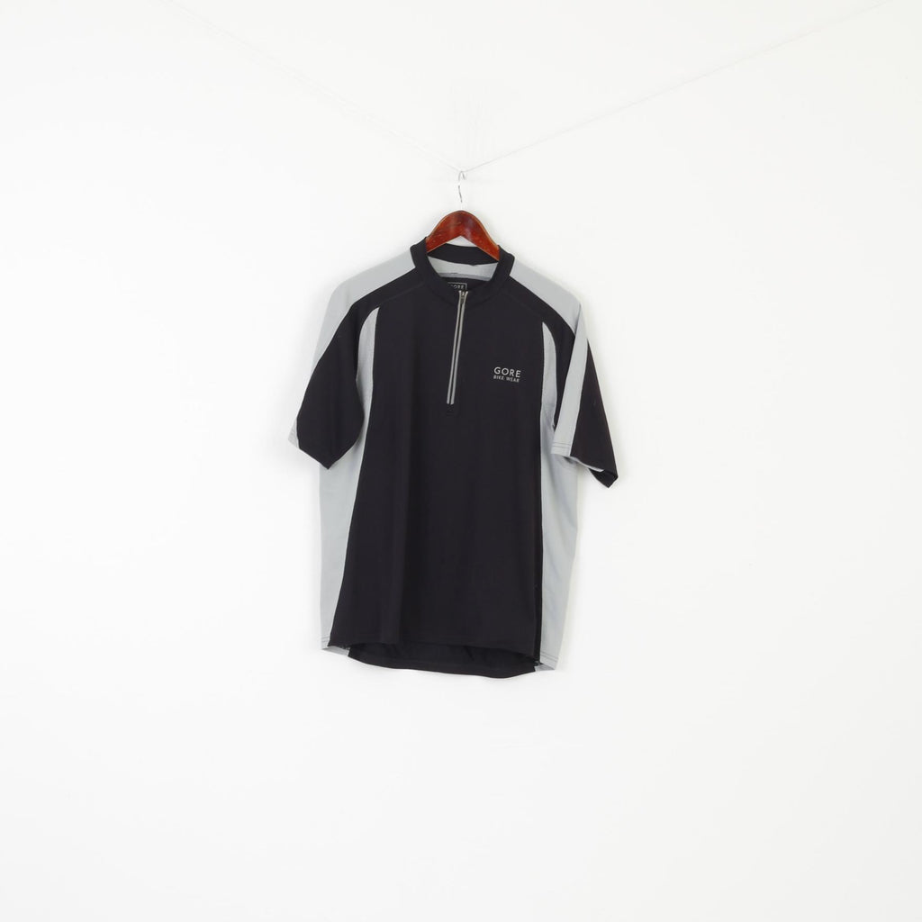 Gore Bike Wear Men XXL Shirt Black Cycling Activewear Reflective Zip Neck Jersey Top