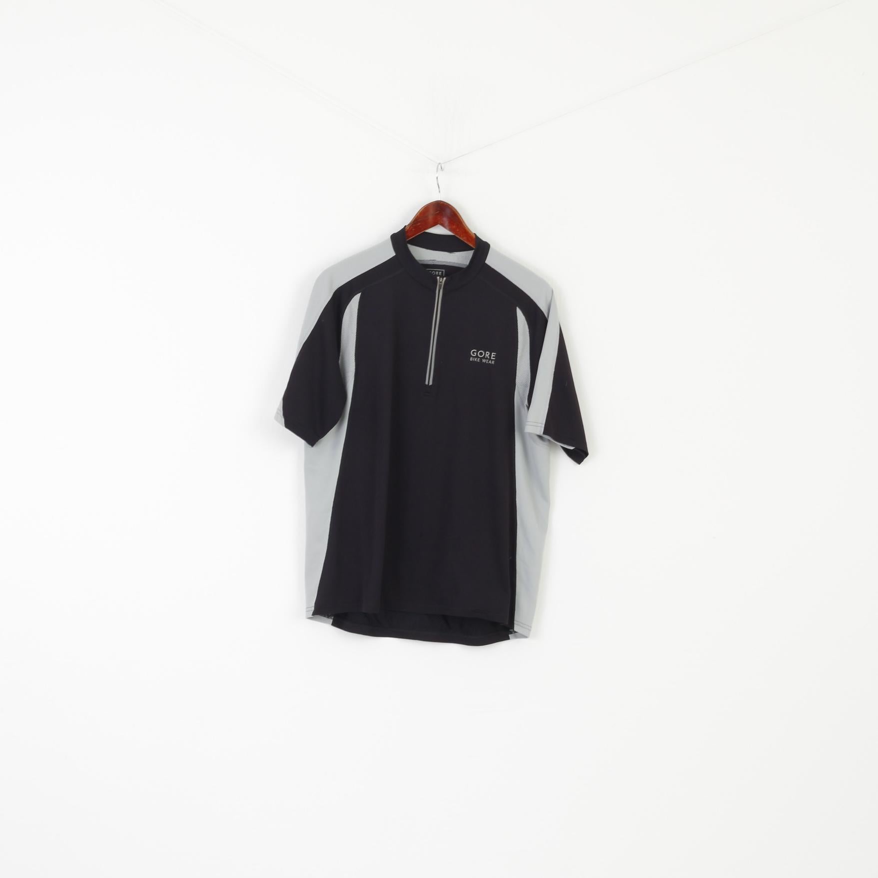 Gore Bike Wear Men XXL Shirt Black Cycling Activewear Reflective Zip Neck Jersey Top