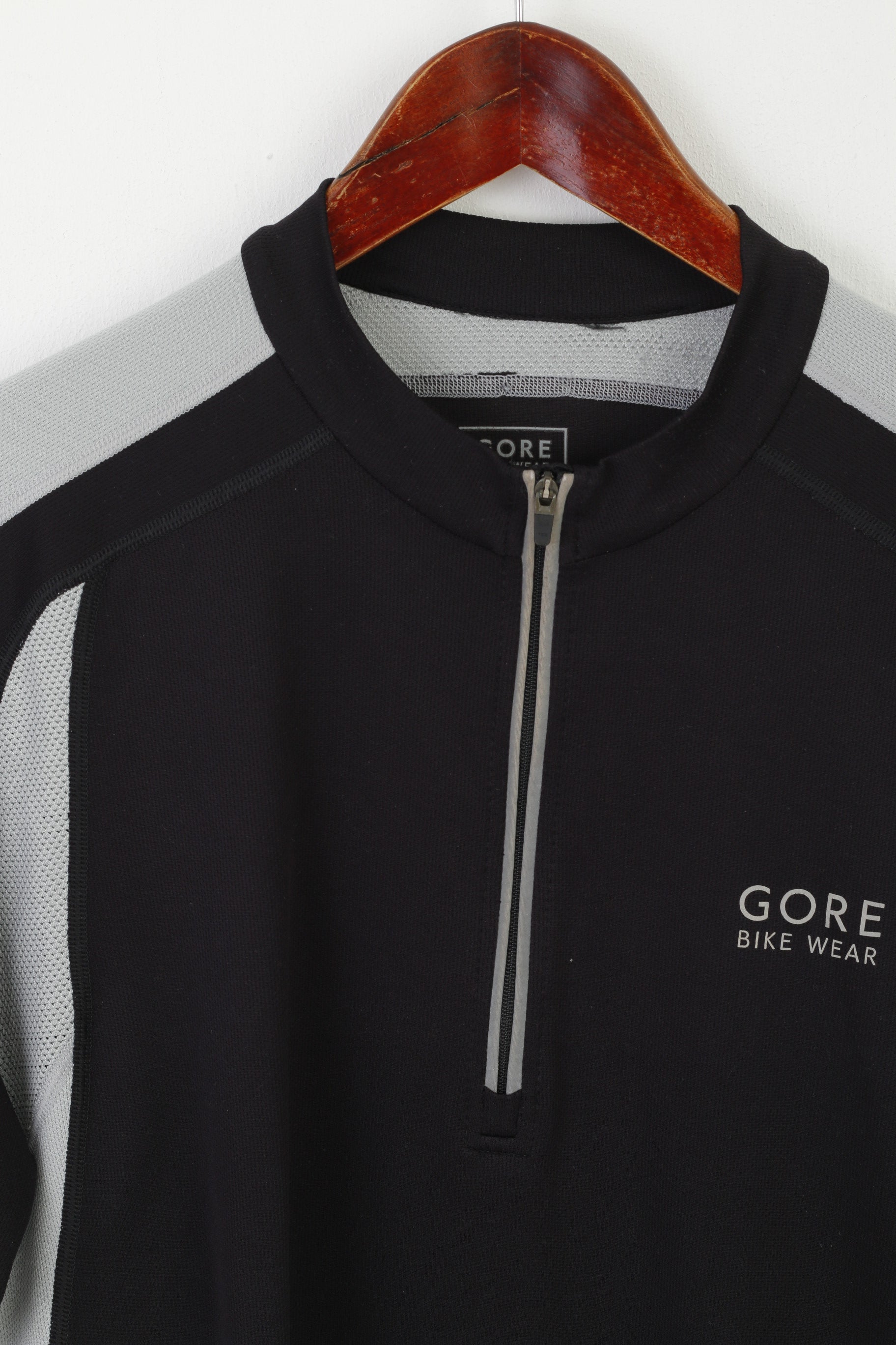 Gore Bike Wear Men XXL Shirt Black Cycling Activewear Reflective Zip Neck Jersey Top