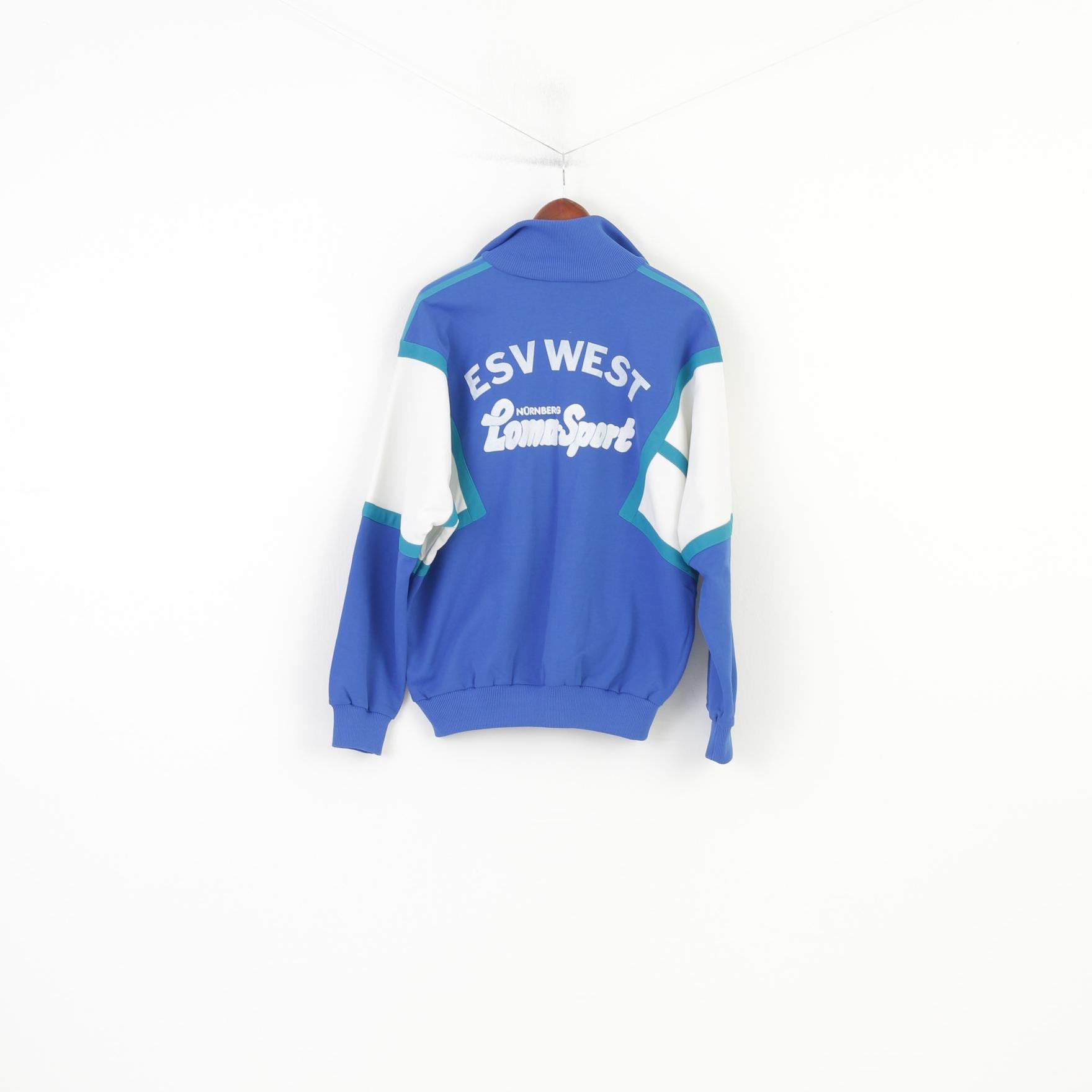 Felpa Adidas Uomo 7 L 180 Blu ESV West Loma-Sport Nurnberg Top con zip vintage