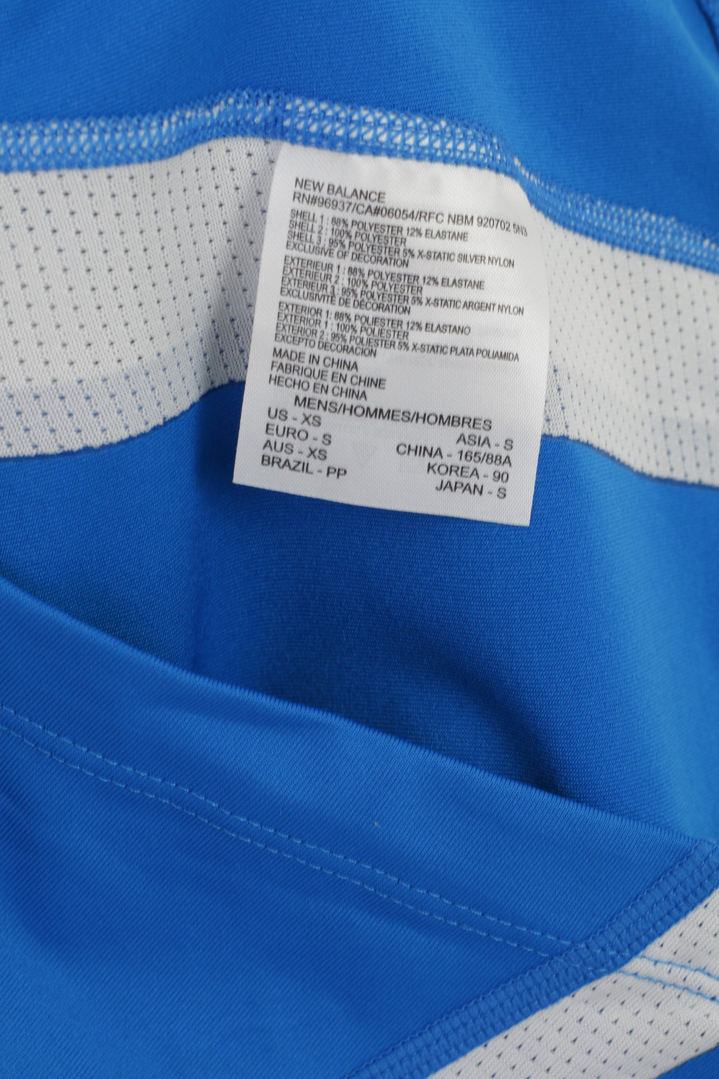 New Balance Hommes XS Chemise Bleu Run Sportswear Manches Longues Col Zippé