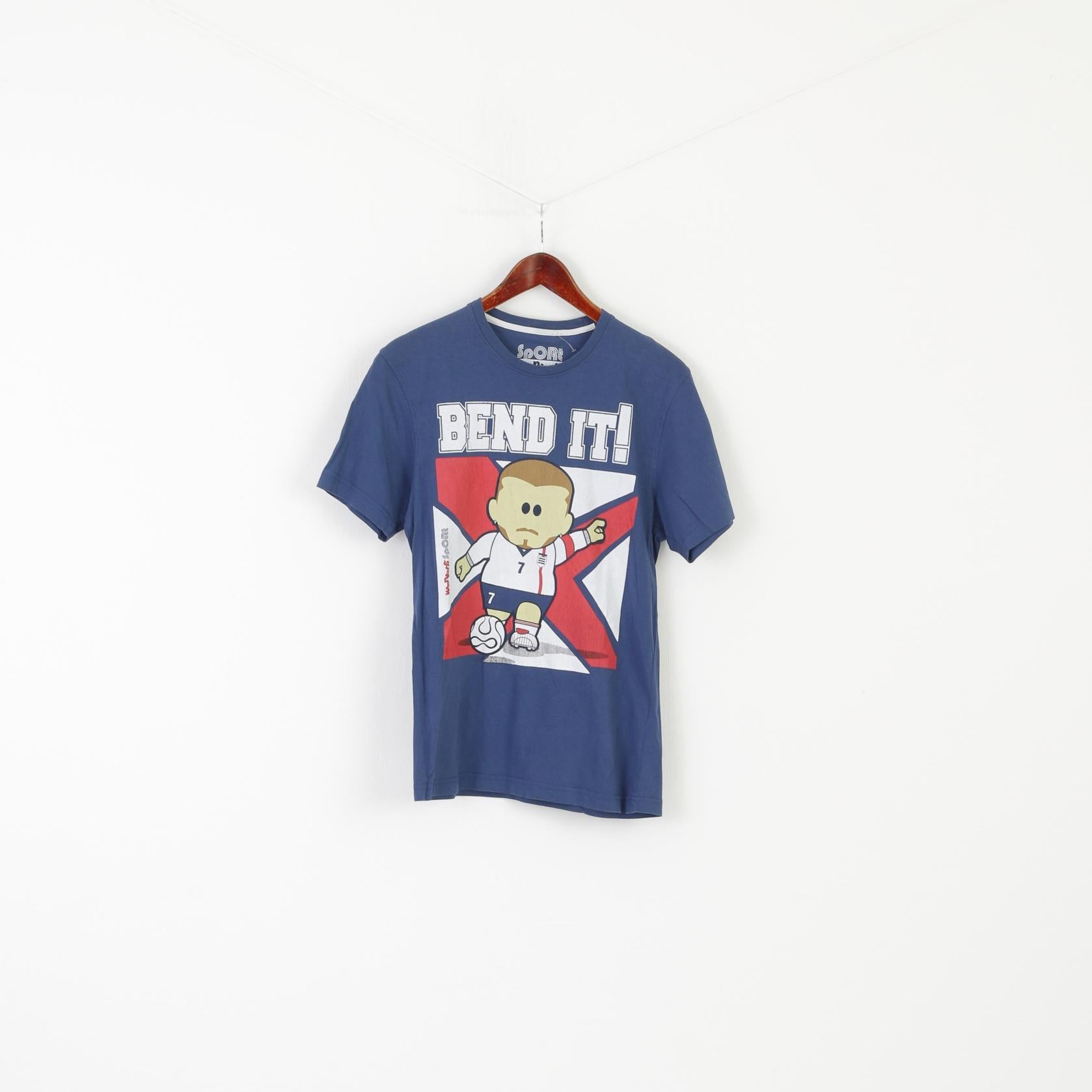 Weenicons Sport Men S Shirt Navy Cotton Graphic Bend It Crew Neck Top