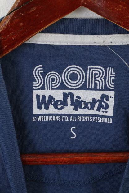 Weenicons Sport hommes chemise bleu marine coton graphique Bend It col rond haut