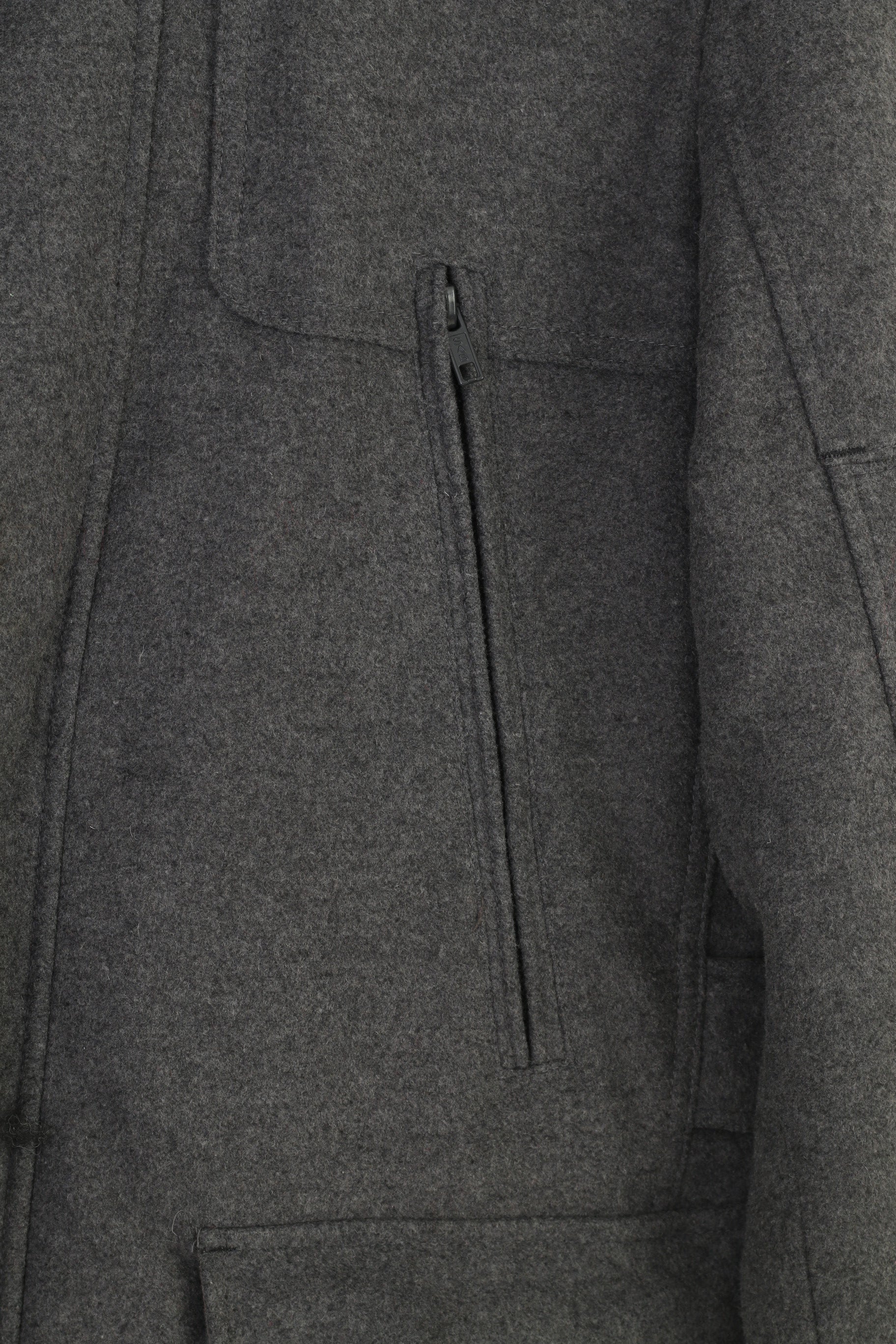 Next Men M Coat Grey Signature Full Zipper Vintage Padded Wool Jacket Pockets Top