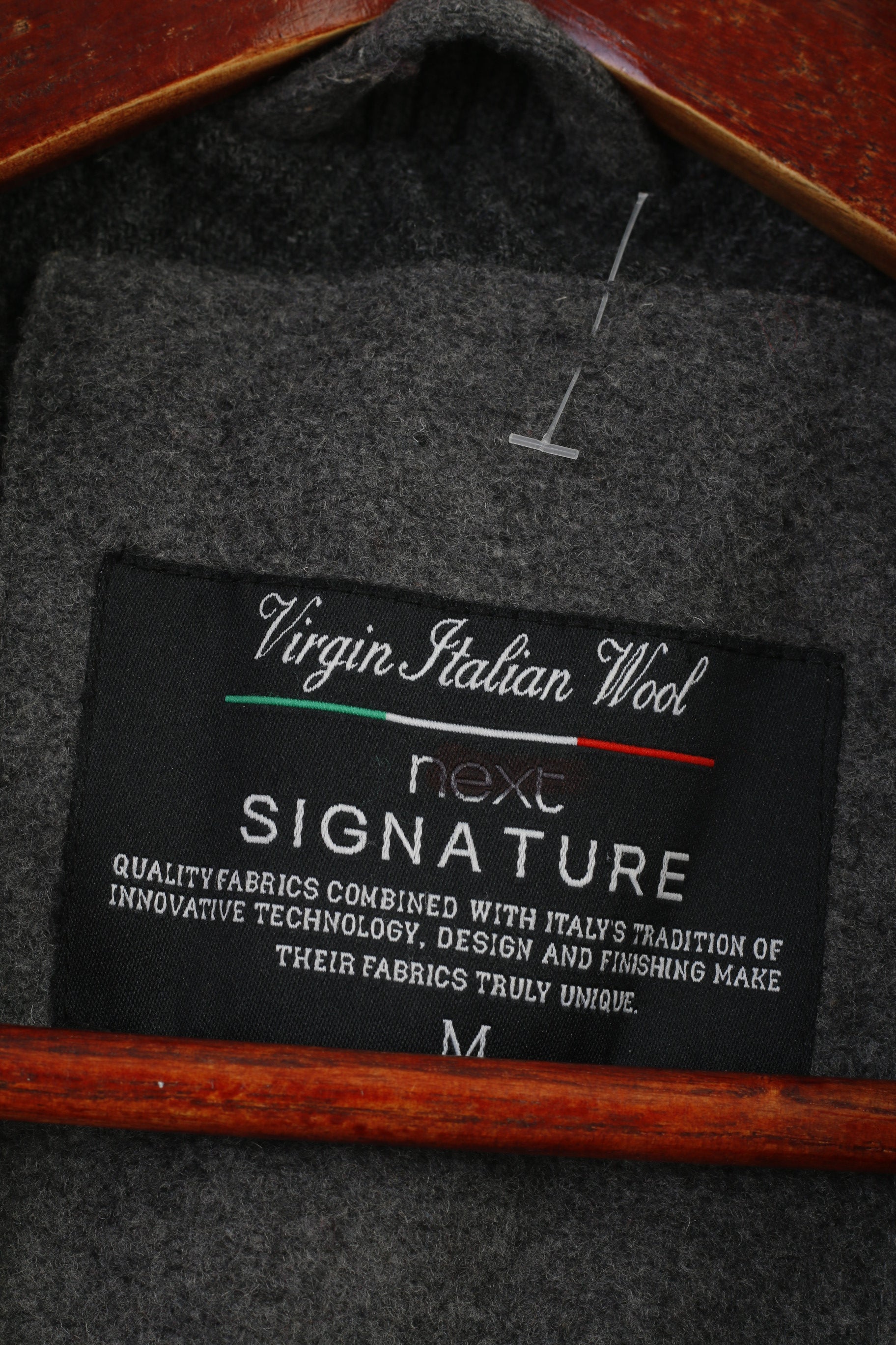 Next Men M Coat Grey Signature Full Zipper Vintage Padded Wool Jacket Pockets Top