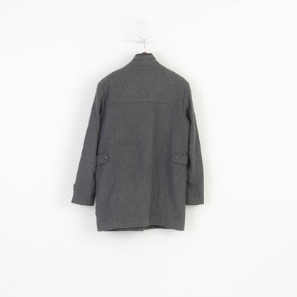Successivo Cappotto da uomo M Cappotto grigio con cerniera completa Giacca in lana imbottita vintage con tasche superiori 