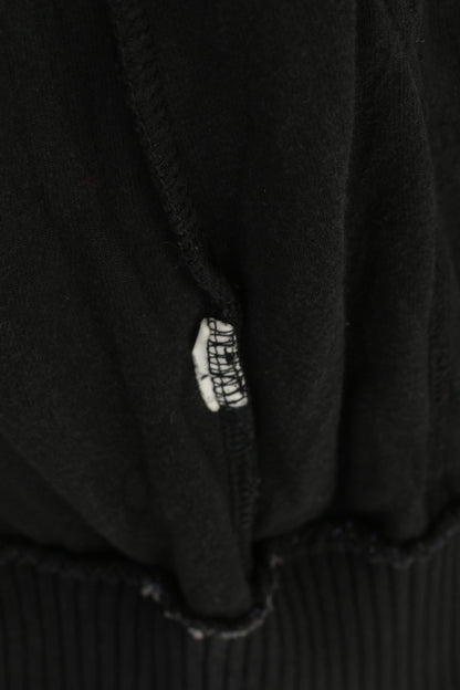 LTB Women L  Sweatshirt Full Zipper Long  Shiny Black Pockets Tunic Velvet Top