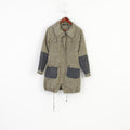 Jane Norman Women 10 S Jacket Lightweight Long Khaki Shiny Zip Up Vintage  Top