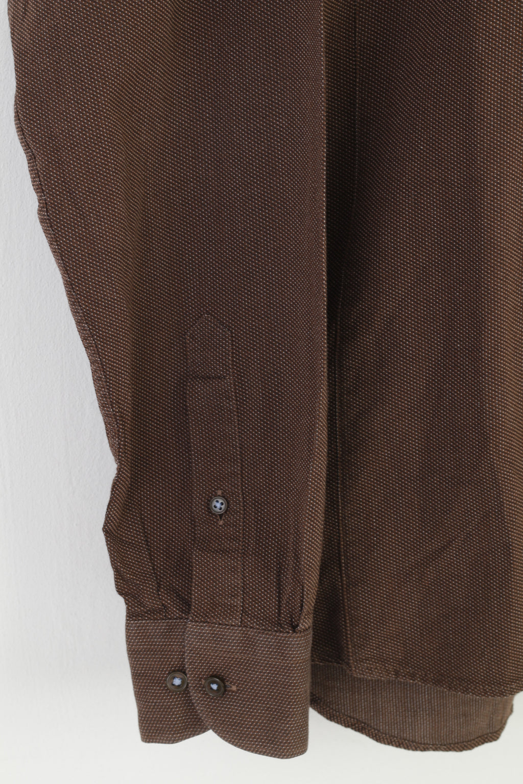 Gazoil Collection Hommes L Chemise Décontractée Marron Micro Carreaux Manches Longues Coton Classique Vintage Haut