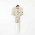 George MODA Women 18 46 XL Casual Shirt Beige 100% Linen Blouse Belted Tunic