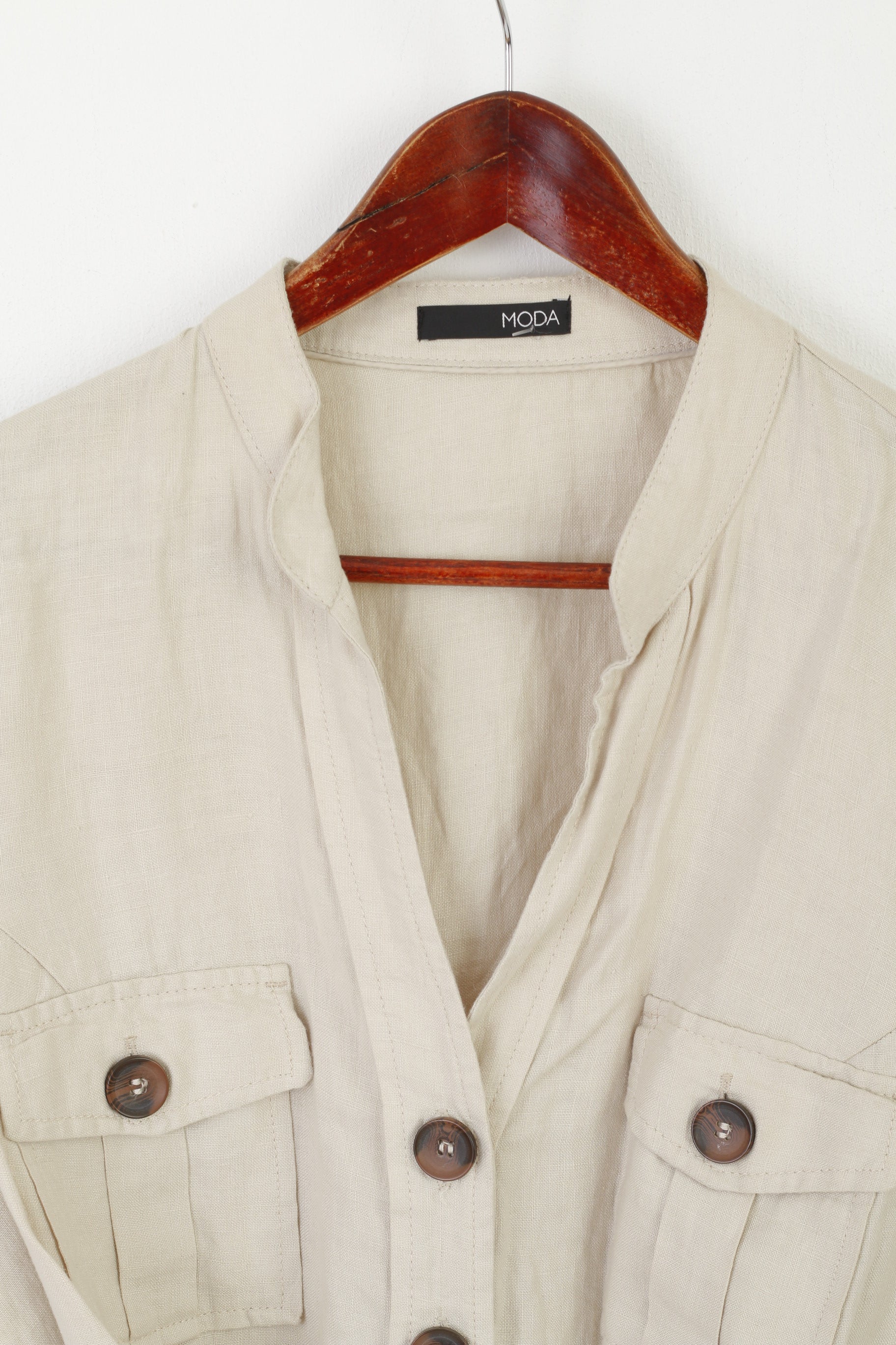 George MODA Femmes 18 46 XL Chemise décontractée Beige 100% Lin Blouse Tunique ceinturée