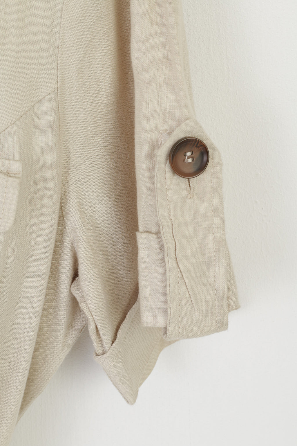 George MODA Women 18 46 XL Casual Shirt Beige 100% Linen Blouse Belted Tunic