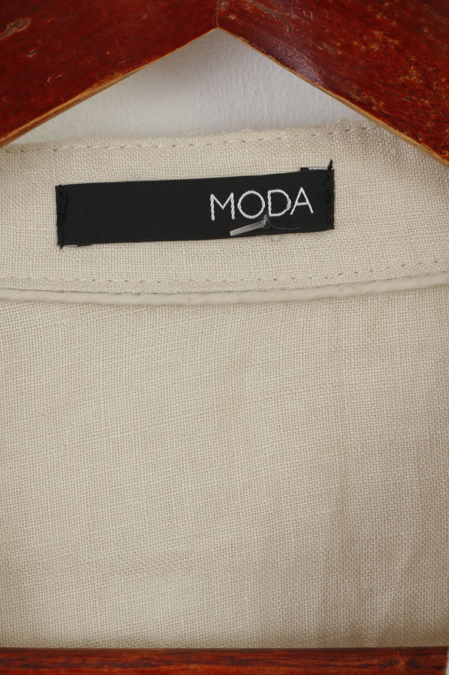 George MODA Women 18 46 XL Casual Shirt Beige 100% Linen Blouse Belted Tunic