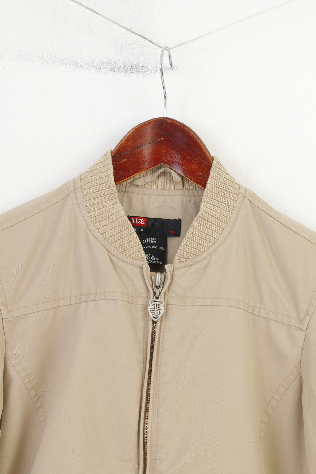 Diesel Femmes MS Veste Beige Coton Zippé Léger Flourish Of Triumph Broderie Top