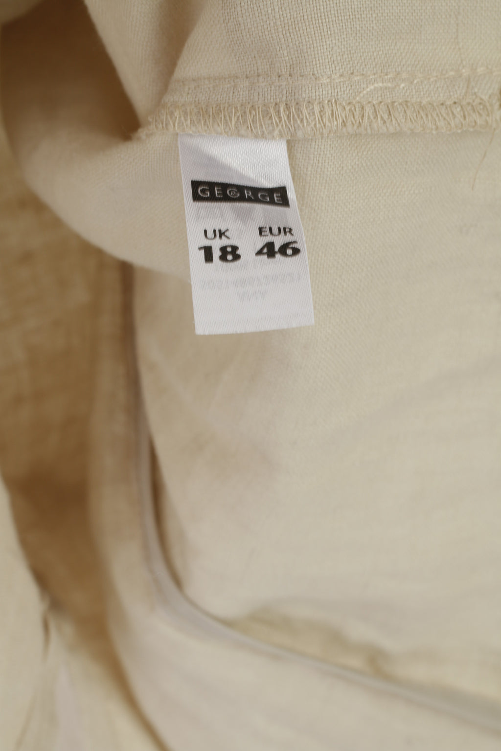 George MODA Women 18 46 XL Casual Shirt Beige 100% Linen Blouse Belted Tunic