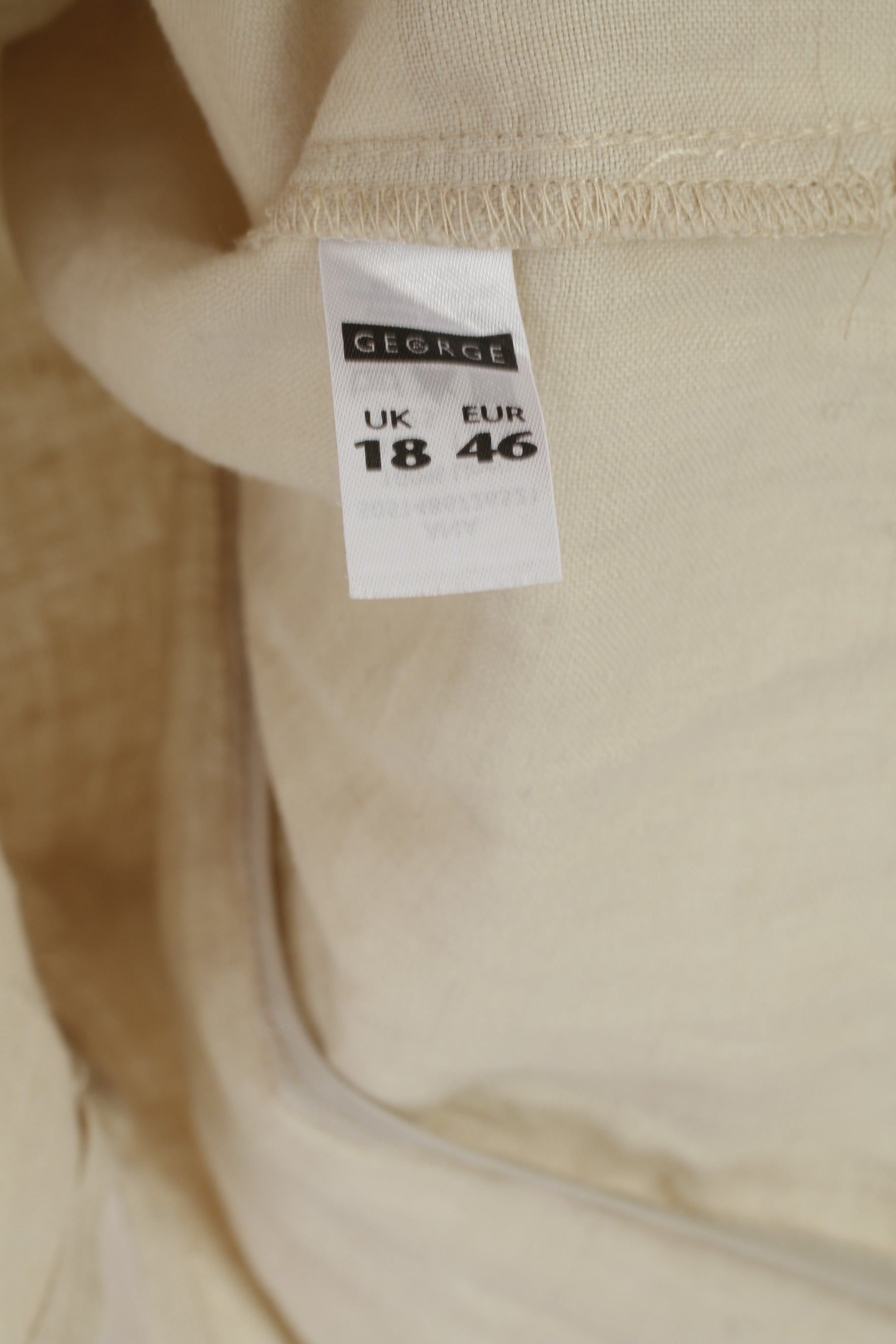 George MODA Femmes 18 46 XL Chemise décontractée Beige 100% Lin Blouse Tunique ceinturée